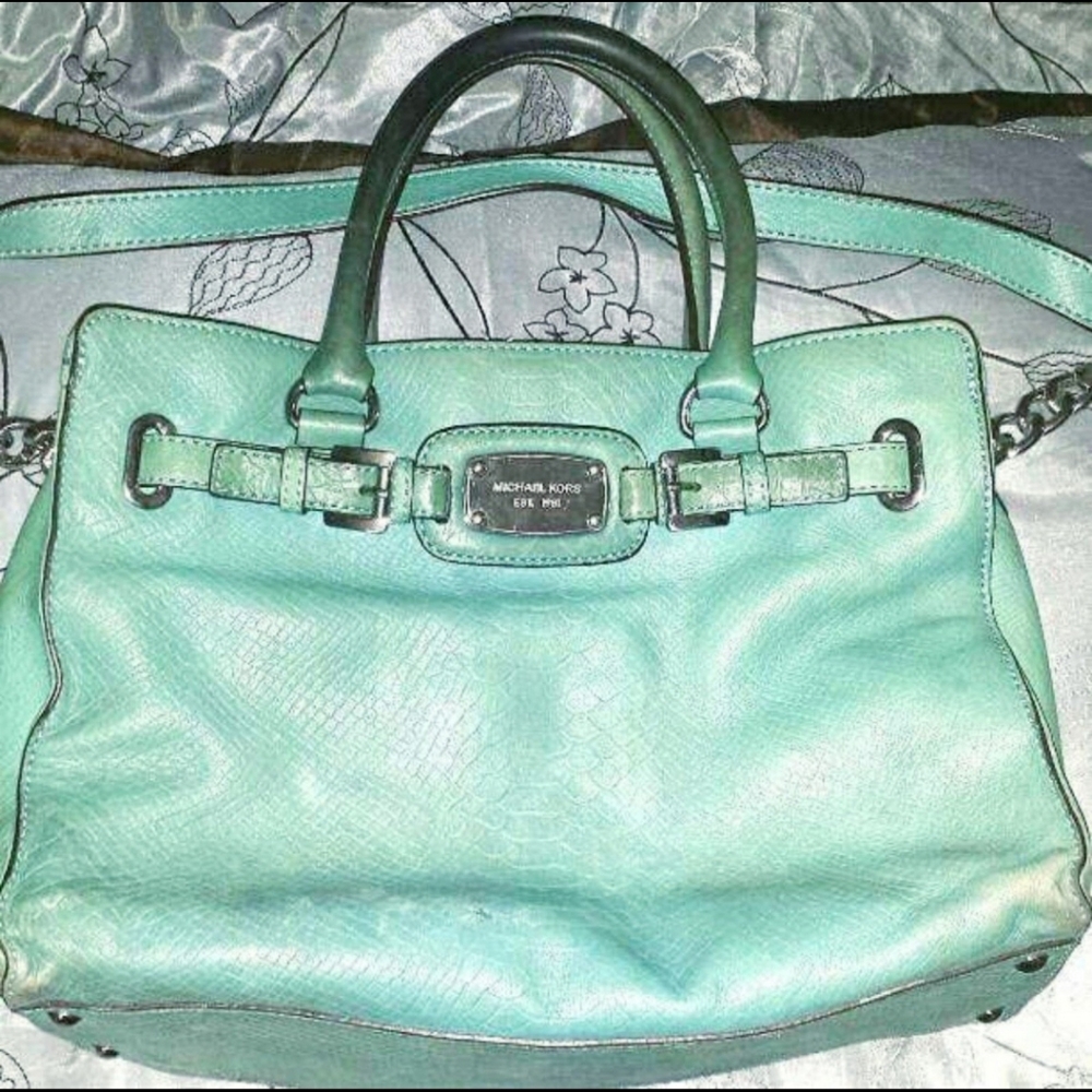 Michael Kors Aquamarine Leather Bag Purse Handbag - Picture 2 of 10
